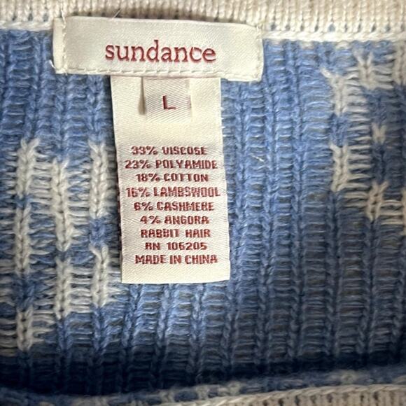 Sundance Womens White with Blue Flower Sweater Size Large - Picture 6 of 9